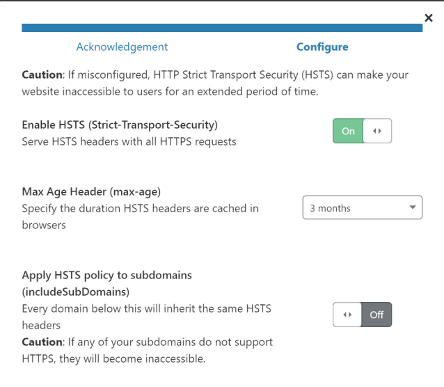 HSTS policy info