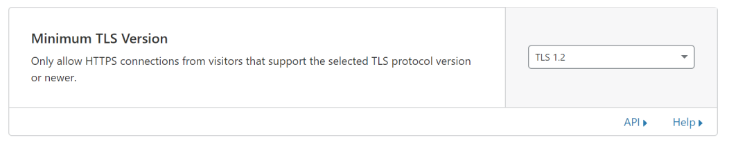 Minimum TLS Version to TLS 1.2